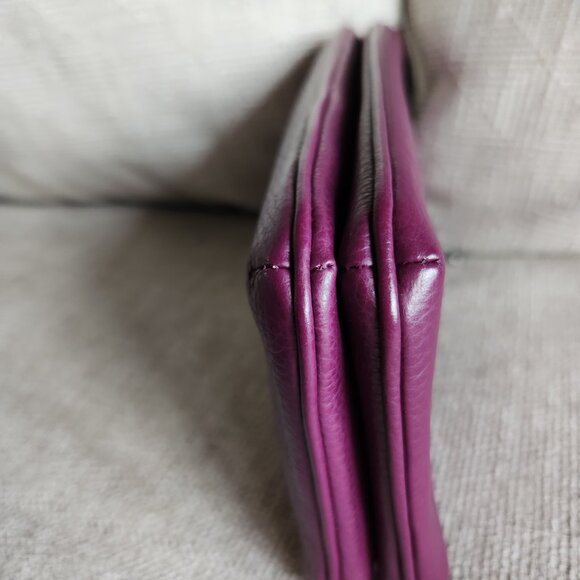 COACH Double zip crossbody pebble leather Deep Berry/purple EUC travel - Picture 12 of 14